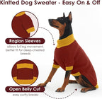 Dog Sweaters for Large Dogs XXXL, Warm Dog Sweater with Harness Hole, Christmas Pullover Sweaters for Dogs Boy Girl, Winter Turtleneck Pet Jumper for Doberman, Great Dane, Burgundy 4XL