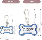 Personalized Stainless Steel Pet ID Tags with Glittery Bone Design - DEEP Engraved Dog Tags Engraved for Pets Customized with 5 Lines Dogs and Cats Pets