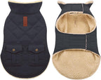 ASENKU Warm Dog Winter Coat, Waterproof Dog Coat for Cold Weather, Fleece Dogs Jacket with Ultra Thick Plush Lining Leash Hole Storage Pockets for Medium Large Dogs (Navy Blue, Large)