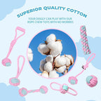 7 Pack Dog Rope Toys, Interactive Tough Chew Toys for Small and Medium Dogs, Clean Teeth and Relieve Boredom, Tug of War, Aggressive Chewers, Cotton Rope Knot Puppy Dental Toy, Pink