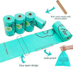 Dog Poop Bag Holder Dispenser with LED Flashlight - Night Visibility for Safe Evening Walks | Upgraded Hands-Free Leash Clip | Includes 15 Dog Waste Bags(Crystal Blue)