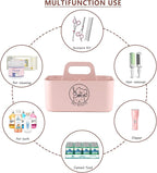 5-Compartment Pink Dog Stuff Storage Caddy for Grooming Supplies, Portable Organizer with Handle