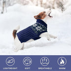 Kuoser Dog Sweater, Holiday Christmas Snowflake Pet Warm Knitwear Dog Sweaters Soft Puppy Clothing, Doggie Turtleneck Cold Weather Outfit Pullover for Small Medium Large Dogs Cats, Blue S