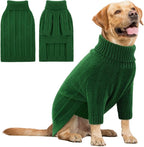 Queenmore XXL Dog Sweater,Large Dog Sweaters for Dogs Girls Boys,Xmas Turtleneck Pullover Pet Sweaters for Large Dogs,Cold Weather Doggie Sweatshirt Knitwear for Golden Retriever,Labrador(Green,XXL)