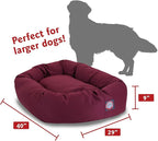 Majestic Pet 40 Inch Bagel Calming Dog Bed Washable – Cozy Soft Round Dog Bed with Spine Support for Dogs to Rest their Head - fluffy donut dog bed 40x29x9 (Inch) - Round Pet Bed Large – Burgundy