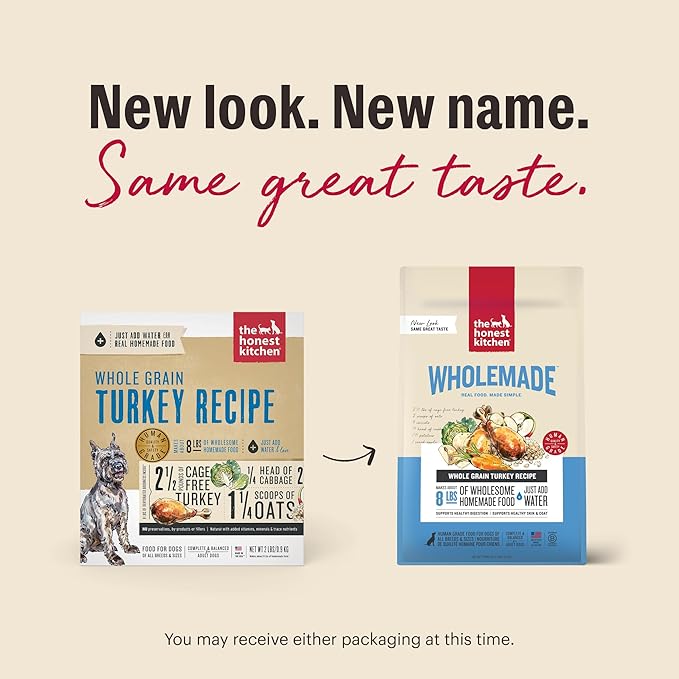The Honest Kitchen Wholemade™ Whole Grain Turkey Dog Food, 2 lb Bag