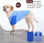 2 Pack Large Dog T-Shirts 3XL - Breathable Durable Cotton Shirt, Shedding Control Protect Skin Dogs Clothes for Husky, Labrador, Summer Hot Day Sleep, Walk, Sea, Park Play, Camping, Blue