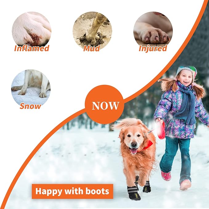 DcOaGt Dog Shoes for Small Medium Puppy, Anti-Slip Waterproof Dog Boots & Paw Protectors for Hot Pavement Winter Snow, Breathable Reflective Booties for Hiking Walking Hunting,Black 4PCS(Size 5)