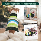 Kuoser Dog Sweater, XS Dog Sweater Pet Cable Knitted Pullover Warm Clothes, Puppy Turtleneck Classic Knitwear Soft Thickening Christmas Outfit, Cold Weather Thermal Wear for Small Dogs, Green XS