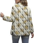 LIZALIG Women's Cropped Puffer Jacket Lightweight Floral Print Long Sleeve Padded Quilted Puffy Cardigan Coat