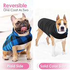 AOFITEE Dog Coat Plaid Dog Winter Coat for Small Dogs, Warm Dogs Jacket Christmas Sweater, Waterproof Pet Puffer Jacket, Reversible Pet Cold Weather Coats for Small Medium Large Pets, Blue M