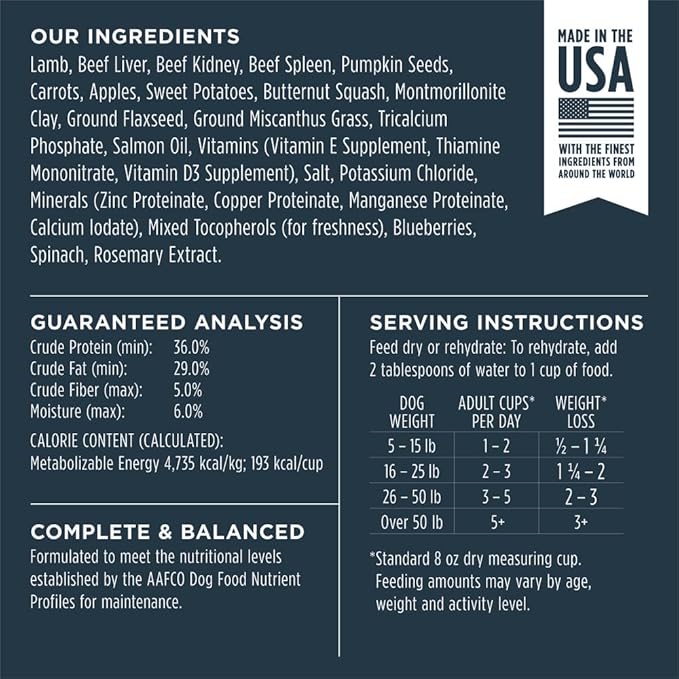 Instinct Freeze Dried Raw Meals, Natural Dry Dog Food, Grain Free - Grass Fed Lamb, 14 oz. Bag