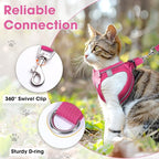 Cat Vest Harness and Leash Set for Walking Escape Proof, Adjustable Kitten Harness Breathable Mesh with Reflective Strips Harness for Kitty Puppy Bunny (Pink,XS)