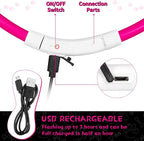 Weewooday 3 Pcs Dog Collar LED USB Rechargeable Lights Dog Necklace Collars Doggy Lights for Night Walking Adjustable Safety Lamp Pet Collars for Large Medium Small Puppy Pet(Rose Red,Classic Style)