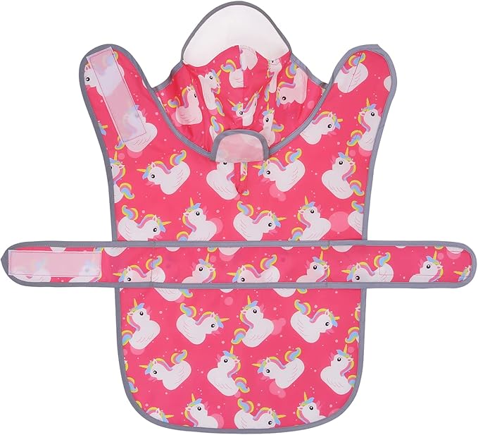 HDE Dog Raincoat with Clear Hood Rain Jacket Poncho for Small Medium Large Dogs Unicorn Ducks Pink - XL