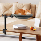 Cat Desk Bed - Sturdy Cat Bed for Desk with 360° Rotating & Adjustable Height, Elevated Cats Nest Perch for Desk, Grey