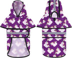 HDE Dog Raincoat Jacket Reflective Adjustable Hooded Pet Poncho Rain Coat with Leash Hole for Small to X-Large Dogs Purple Unicorn Ducks - L