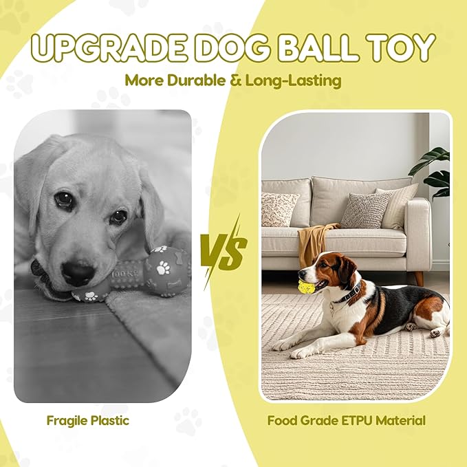 Dog Balls for Aggressive Chewers, ETPU Dog Toy Ball, Float Tennis Balls for Dogs Aggressive Chewers, Indestructible Tennis Ball Dogs for Large Medium Small Dogs Grinding Teeth Strong Elasticity