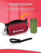 Gobeigo Dog Poop Bag Holder for Leash, Large Opening for Easy Pull Out, Doggy Poo Bag Dispenser with Used Waste Bag Carrier Suitable for Any Retractable Leash with 15 Unscented Bags (Red)