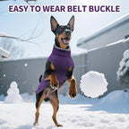 DENTRUN Large Dog Winter Coat - Windproof Reflective Warm Coat, Adjustable Neck & Snap Closure, Water Repellent Thick Fleece Vest, Fleece Lined for for Golden Retriever, Purple, XL
