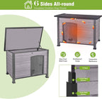 GUTINNEEN Large Outdoor Insulated Dog House Indestructible Dog Shelter Weatherproof Dog Kennel with Chew-Proof Metal Frame, Openable Roof for Small to Large Dog Breeds (Grey, 33.5"L x 22"W x 25.2"H)