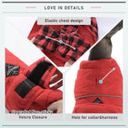 PAWZ Road Dog Winter Coat with 5 Layers Warm Material, Reversible Dog Clothes with 2 Sides, Dog Jacket Outdoor Water Repellent, (Red Plaid 2XL)