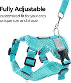 Cat Harness and Leash Escape Proof Extra Large Kitten Harness Maine Coon Cat Vest for Walking Travel, Turquoise, XXL