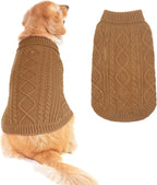 BINGPET Thermal Knitted Dog Sweater for Small Medium Large Dogs,Winter Dog Cat Coat Warm Sweartershirts Outfits,Classic Cable Knit Turtleneck Pullover Dog Jumper Coat Warm Sweartershirts
