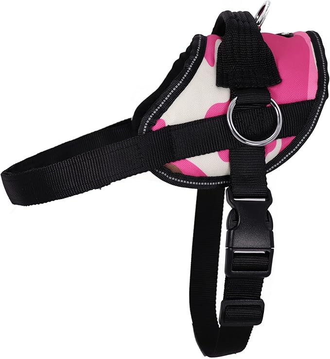 Bark Appeal Pink Camo No-Pull Dog Harness for Extra Small Sized Pets – Adjustable, Reflective Vest with 3 Leash Clips for Added Control, Easy Walks & Training – XS