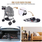 Pet Stroller for Small Dogs Cats with Wheels, Detachable Carrier, Max Load 33 lbs, Easy Folding, Compact Portable, Dog Carriage Cart Car Seat 3 in 1