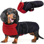 DORA BRIDAL Dachshund Coat, Fleece Lined Dog Winter Coat, Warm Dog Coats with Reflective Strips, Adjustable Waterproof Pet Jacket Clothes, XS