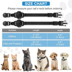 Luminous AirTag Cat Collar Breakaway, OUCWLTAG GPS Cat Collar with Apple Air Tag Holder, Cat Tracker Collars with Safety Elastic Band for Girl Boy Cats, Kittens and Puppies (Black, 9-13 Inch)