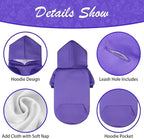 KOOLTAIL Basic Dog Hoodie - Soft & Warm Dog Hoodie Sweater with Leash Hole and Pocket, Dog Winter Coat, Cold Weather Clothes Sweatshirt for Small Medium Large Dogs Puppy Cat Boys Girls Purple SM