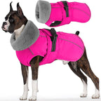 Dogcheer Dog Coat with Pocket, Waterproof Dog Jacket with Adjustable Buckle, Reflective Puppy Winter Coat Warm Turtleneck Fleece SnowJacket for Small Medium Large Dogs - Pink 2XL