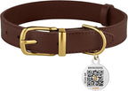BRONZEDOG Leather Dog Collar with Metal Buckle Durable Basic Pet Collars for Small Medium Large Dogs (13-16 Inch (Pack of 1), Dark Brown & Gold Buckle)