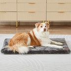 Dog Crate Pad - Dog Bed Large Sized Dogs with Removable Washable Cover and Waterproof Lining - XL Memory Foam Pet Bed for Crate - Reversible Kennel Mat (Cool & Warm), 42-inch, Grey