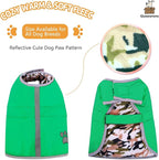 Queenmore Dog Winter Coat, Cold Weather Fleece Jacket for Dogs, Waterproof Reflective Reversible, for Small, Medium and Large Dogs (Green, S)
