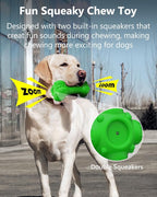 SCHITEC Squeaky Dog Chew Toy for Aggressive Chewers Large Breed, Tough Interactive Teething Rubber Bone for Big Medium Dogs
