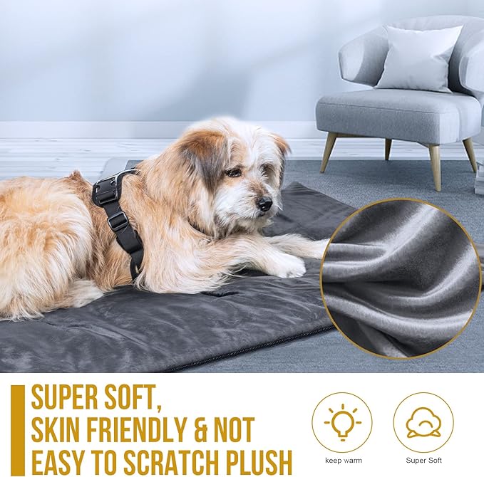ONETIGRIS Travel Dog Bed - Portable, Washable, Waterproof Anti-Slip Dog Camping Bed, 3.6ft by 2.2ft Outdoor Indoor Bed Mat Cushioned Plush Warm Puppy Mattresses