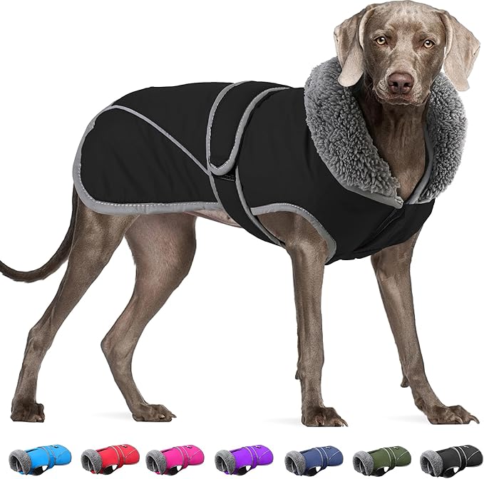 Dogcheer Dog Winter Jacket,Fleece Collar Cold Weather Clothes with Thick Padded, Reflective Sweater Waterproof Windproof Pet Warm Vest for Small Medium Large Dogs, XL(Chest Girth 26.8-34.6,Back 20.5)