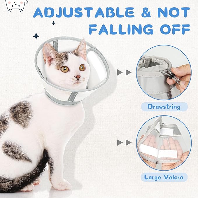 Supet Cat Cone Collar Soft, Air Mesh Recovery Collar to Stop Licking, Breathable Neck Cone Alternative for Small Kitten, Lightweight Cat Head Cone Anti Scratch (S)