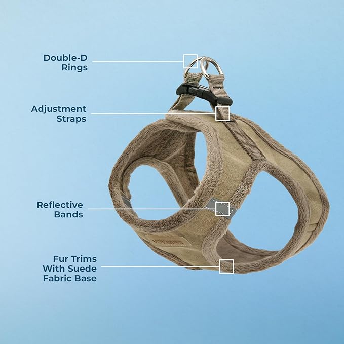 Voyager Step-In Plush Dog Harness – Soft Plush, Step In Vest Harness for Small and Medium Dogs by Best Pet Supplies - Harness (Latte Suede), S (Chest: 14.5 - 16")