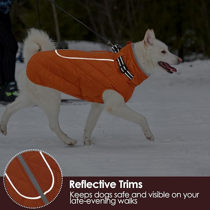 AOFITEE Winter Jacket for Extra Large Dogs, Warm Turtleneck Dog Coat with Back Zipper, Waterproof Dog Puffer Coat for Large Dogs, Pet Snowsuit Warm Snowsuit for German Shepherd, Weimar, Doberman