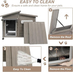 43" L Outdoor Extra Large Dog House with Removable Floor, Raised Feet, Anti-Chewing Iron Frame – Wooden Kennel with Asphalt Roof, Window for Indoor/Outdoor Use, Ideal for Medium to Large Dogs