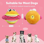 Petbobi Interactive Dog Toys Monster Active Ball for Dogs with Batteries, Self Moving Balls and Plush Cover for Small & Medium Dogs to Chase, Dog Toy Squeaky Crazy Bouncer Ball, Burger Buddy Bobby