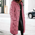 LOAIHA Women Chunky Cable Knit Long Sleeve Cardigan Fall Winter Trendy Oversized Button Down Sweaters Outerwear with Pocket