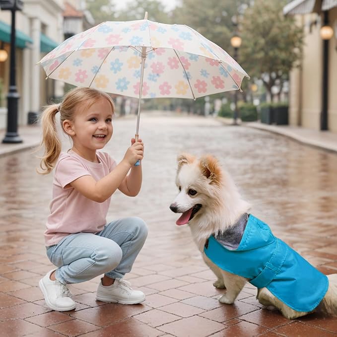 Dog Raincoat Dog Rain Jacket Poncho Waterproof Pet Rain Suit Double Layer Breathable Lining Hooded Leash Hole Adjustable Puppy Small Medium Dogs,Blue,XL