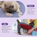 SUNFURA Hair Sticky Cat Clothes, Cat Sweater for Cats Only, 4-Legged Fleece Sweaters Kitten Pajamas Reduce Shedding Fur, Warm Pullover Shirts for Cats, Red L