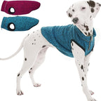 ROZKITCH XX-Large Dog Sweater, Lightweight Jacket with Fleece Lining, Knit Pet Coats for Large with Zipper Opening for Harness, Adjustable Neck Reflective Pet Jacket for Fall Blue 2XL