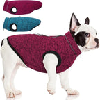 ROZKITCH M Dog Sweater, Knit Jacket with Fleece Lining, Pet Coats for Small Dogs with Zipper Opening for Harness, Fleece Jumpsuit with Adjustable Neck Reflective Pet Jacket Rosered M